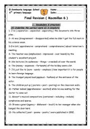 English Worksheet: final revision primary 6 ( macmillan )