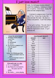 English Worksheet: I just love music!