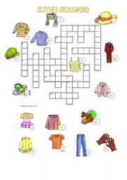English Worksheet: CLOTHES crossword