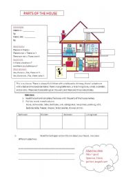 English Worksheet: Parts of the house e There is