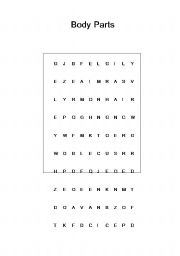 English Worksheet: body parts wordsearch