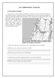 English worksheet: TEXT COMPREHENSION + PRONOUNS