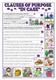 English Worksheet: CLAUSES OF PURPOSE 