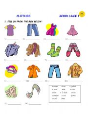 English Worksheet: CLOTHES