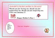 English Worksheet: HAPPY MOTHERS DAY AWARD