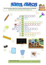 English Worksheet: SCHOOL OBJECTS