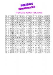 HOLIDAYS WORDSEARCH