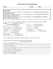 English Worksheet: Present Perfet