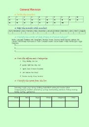 English Worksheet: General revision: vocabulary and grammar (basic structures)