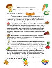 English Worksheet: Healthy living