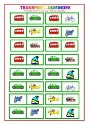 English Worksheet: TRANSPORT Dominoes