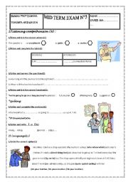 English Worksheet: 8th form mid term exam