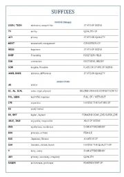 English Worksheet: SUFFIXES 