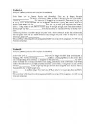 English Worksheet: Pair work activity