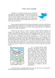 English Worksheet: Twitter: a good or a bad guy?