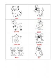 English Worksheet: Animals - colouring flashcards 