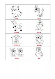 English Worksheet: Animals - colouring flashcards 