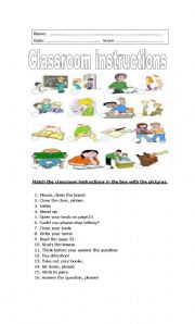 English Worksheet: classroom instructions