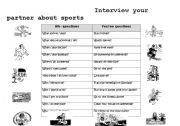 English Worksheet: Interview your partner about sports