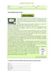 English Worksheet: Advertising