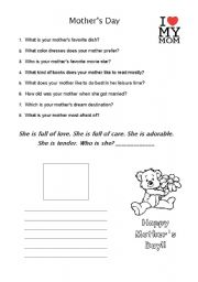 English Worksheet: Mothers Day