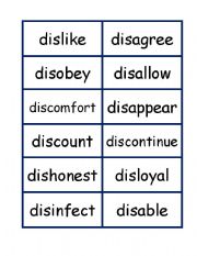 English Worksheet: Prefixes dis word and definition match