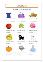 English Worksheet: Colours