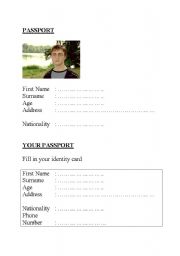 English Worksheet: Harry Potter identity card