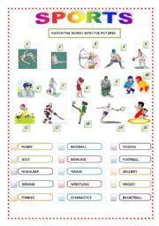 English Worksheet: SPORTS MATCHING