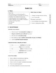 English Worksheet: Test on tenses - present and past