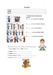 English Worksheet: personal pronouns
