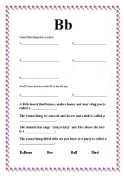 English worksheet: The Letter B