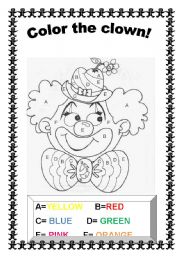English Worksheet: Color the clown