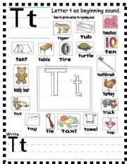 English Worksheet: ABC - letter Tt and sentences