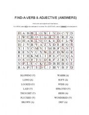 English worksheet: Find-A-Word (Verbs & Adjectives)