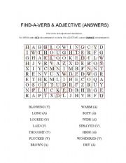 English Worksheet: Find-A-Word (Verbs & Adjectives)