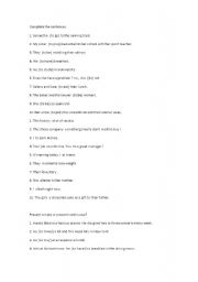 English Worksheet: ejercicios