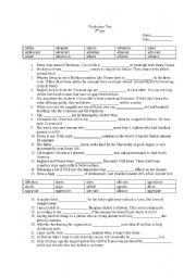 English Worksheet: Vocabulary Test for LinguaForum Day 2