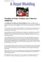 English Worksheet: A reading activity based on the recent Royal wedding