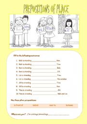 English Worksheet: PLACE PREPOSITIONS