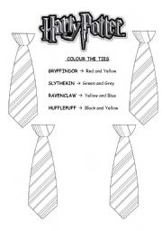 English Worksheet: Harry Potter colour ties