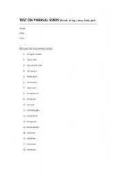 English Worksheet: test on phrasal verbs