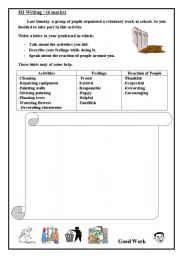 English Worksheet: writing about voluntary work