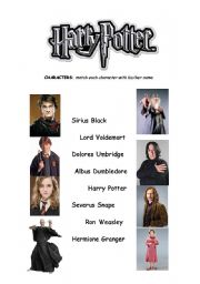 English Worksheet: Harry Potter and the order of Phoenix Characters