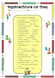 Prepositions of time test