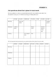 English Worksheet: Speaking activity using present continuous for future plans