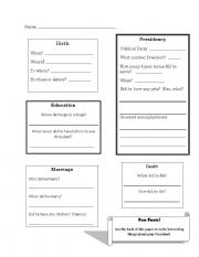 English Worksheet: President Report graphic Organizer