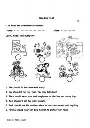 English Worksheet: giving advice test