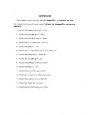 English Worksheet: Experiences