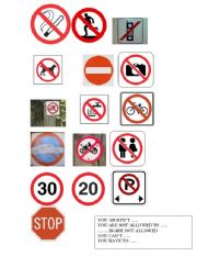 English Worksheet: PROHIBITION SIGNS
